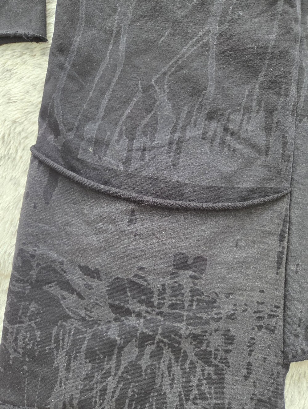 LUUKAA Asymmetric Abstract Graphic Tunic Top - Earth Smoke Print - Black / Charc - Picture 5 of 11